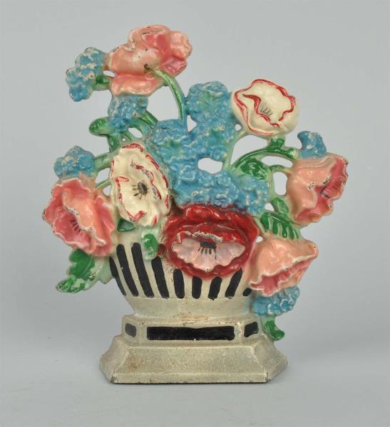 Appraisal: Cast Iron Poppies Cornflowers Doorstop Hubley Lovely color combination with