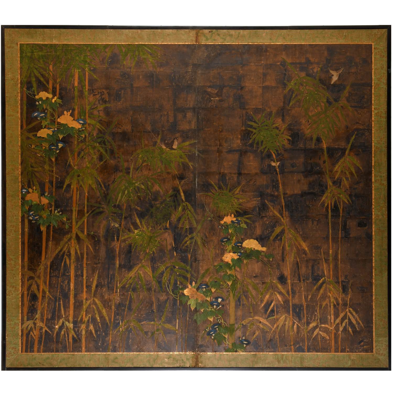 Appraisal: JAPANESE SCHOOL LARGE PAINTED PAPER SCREEN Meiji Period or older