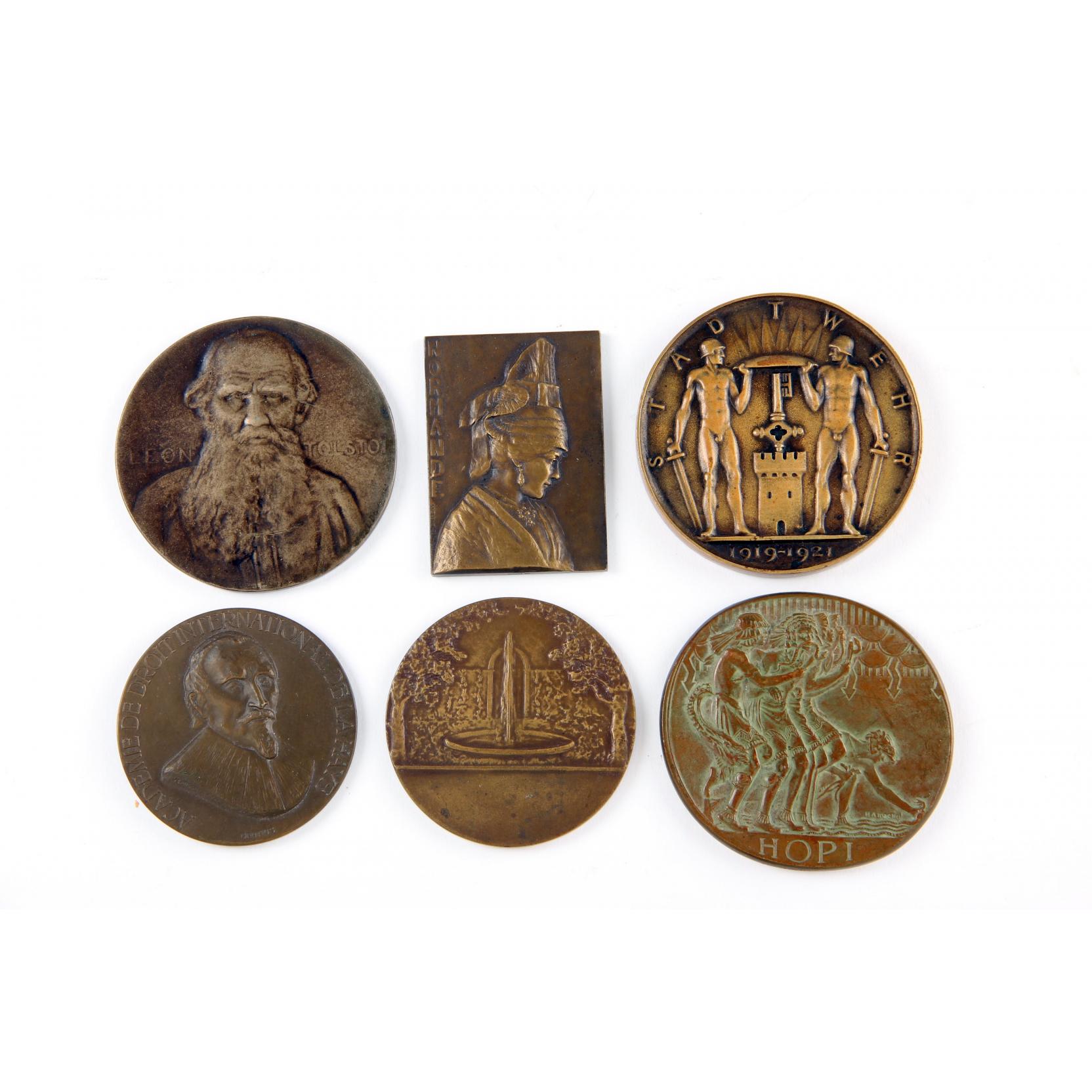 Appraisal: Six Early th Century Art Medallions a diverse assortment to