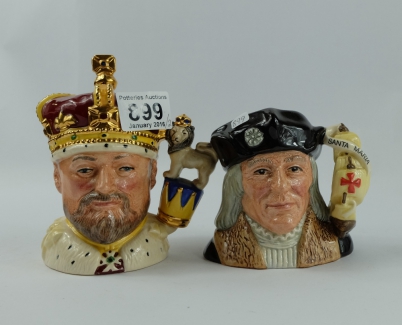 Appraisal: Royal Doulton small character jugs King Edward D and Christopher