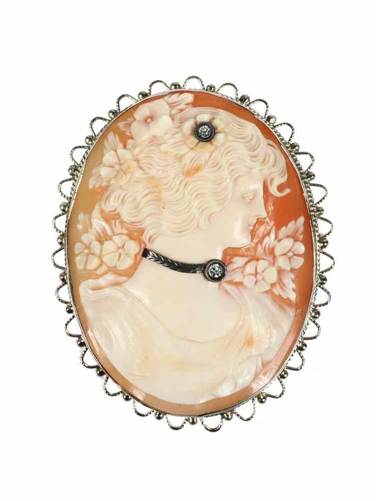 Appraisal: BROOCH - K yellow gold mounting and shell cameo ca