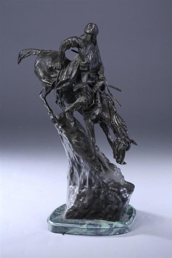 Appraisal: AFTER FREDERIC REMINGTON HEROIC MOUNTAIN MAN bronze - Height in