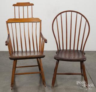 Appraisal: Highback Windsor rocking chair early th c together with a