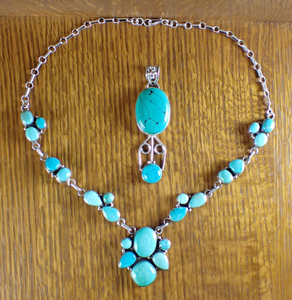 Appraisal: TWO ARTICLES OF NATIVE AMERICAN TURQUOISE JEWELRY including a -