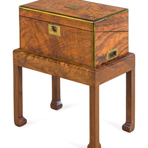 Appraisal: A George III Burl Walnut Writing Box on a Later