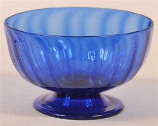 Appraisal: Blown Cobalt Blue Ribbed and Footed Bowl Blown Cobalt Blue