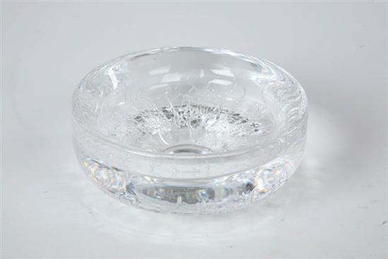 Appraisal: KOSTA BODA PAPERWEIGHT BOWL Clear craquelle glass bowl signed on