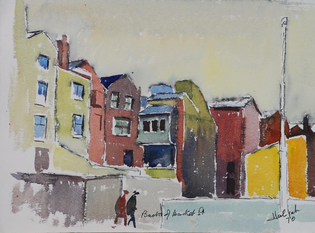 Appraisal: HAL YATES - WATERCOLOUR Back of Market Street signed and