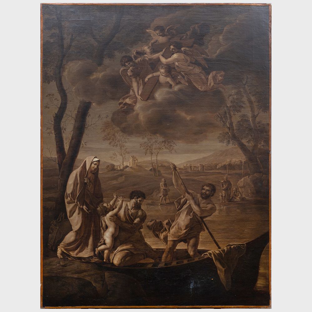 Appraisal: Circle of Nicolas Colombel - Flight into Egypt Oil on