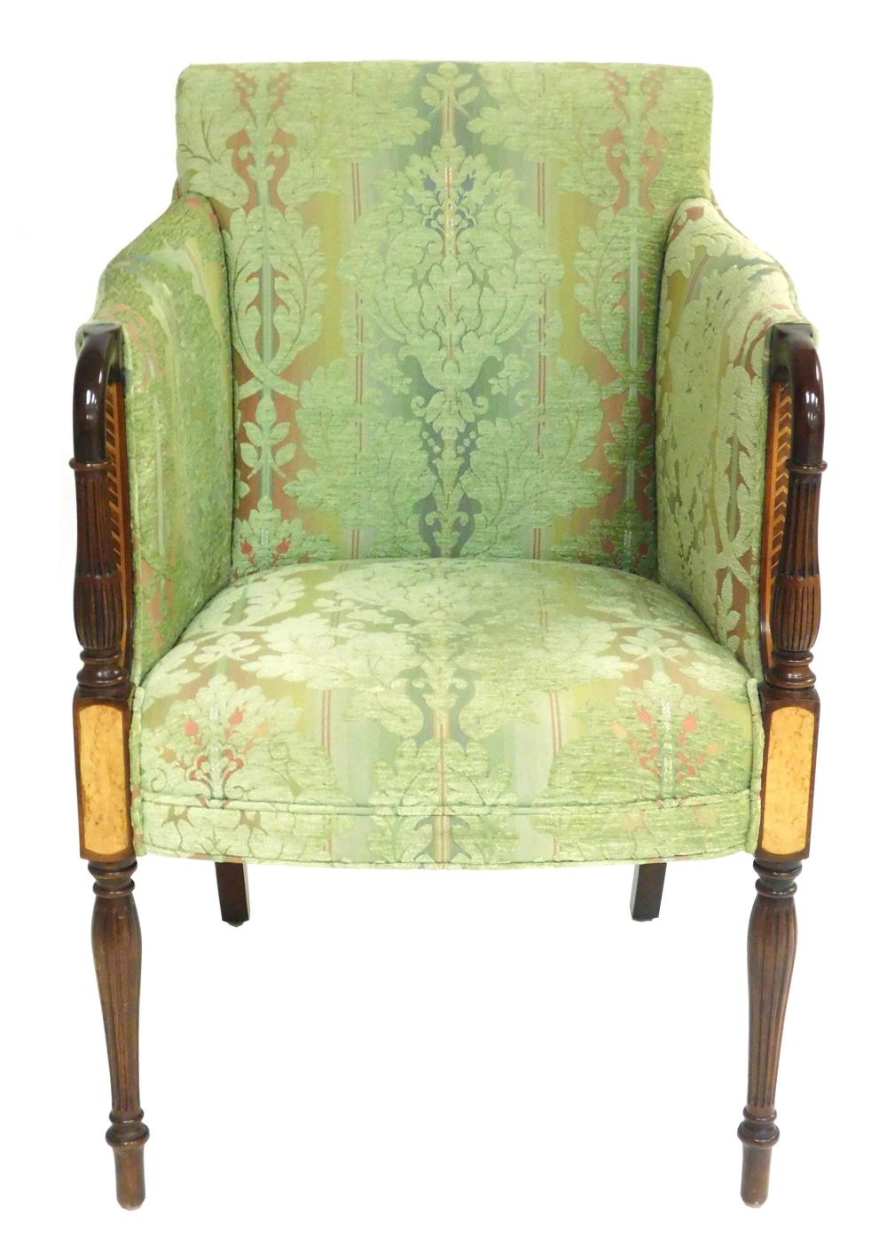 Appraisal: Armchair Sheraton style th C manufactured by Southwood retailed by