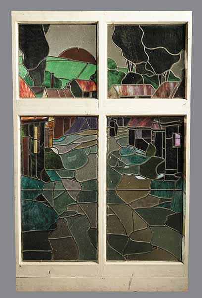 Appraisal: An Antique Stained Glass Panel composed of four leaded glass