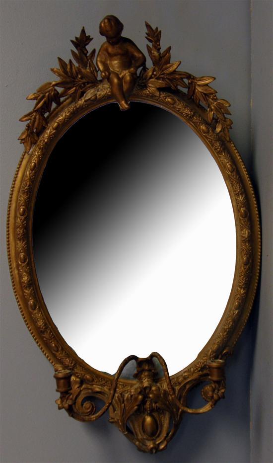 Appraisal: th century gilt frame Girandole mirror with two candleholders surmounted