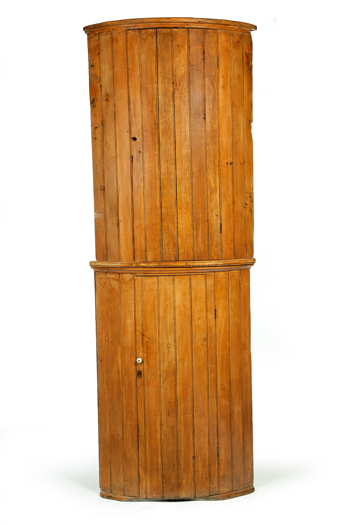 Appraisal: MIDWESTERN BOWFRONT CORNER CUPBOARD Attributed to Wisconsin nd half- th