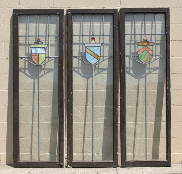 Appraisal: Three large windows with stained glass inserts in the form