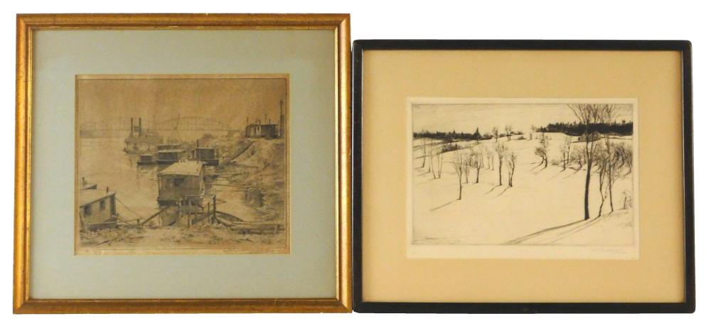 Appraisal: Two Prints Leon Pescheret United States - Smog etching and