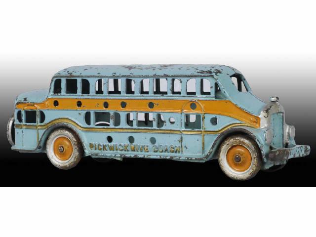 Appraisal: Large Cast Iron Kenton Pickwick Nite Coach Toy Description Turquoise