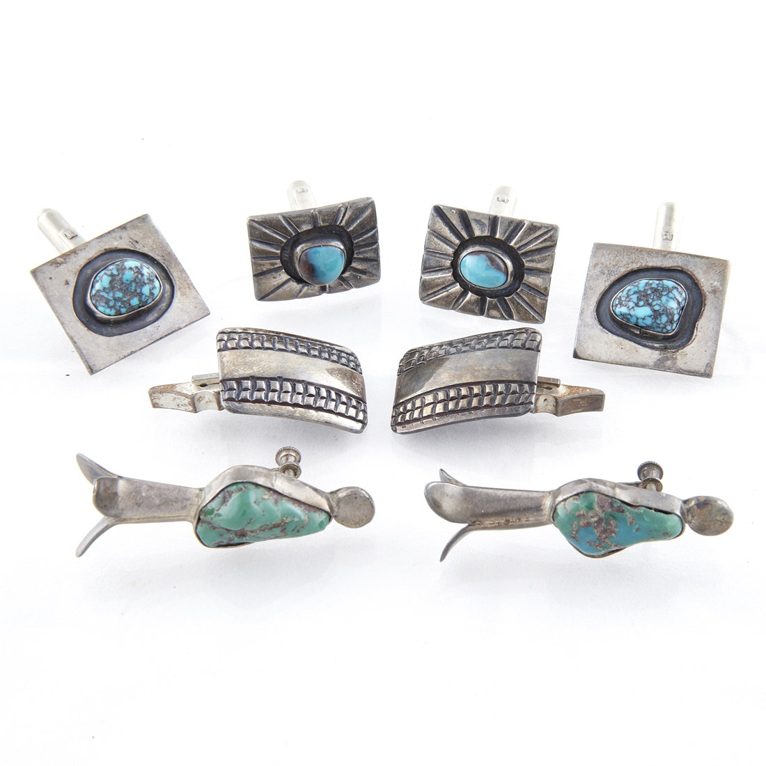 Appraisal: Collection of turquoise silver jewelry including pairs cufflinks including a