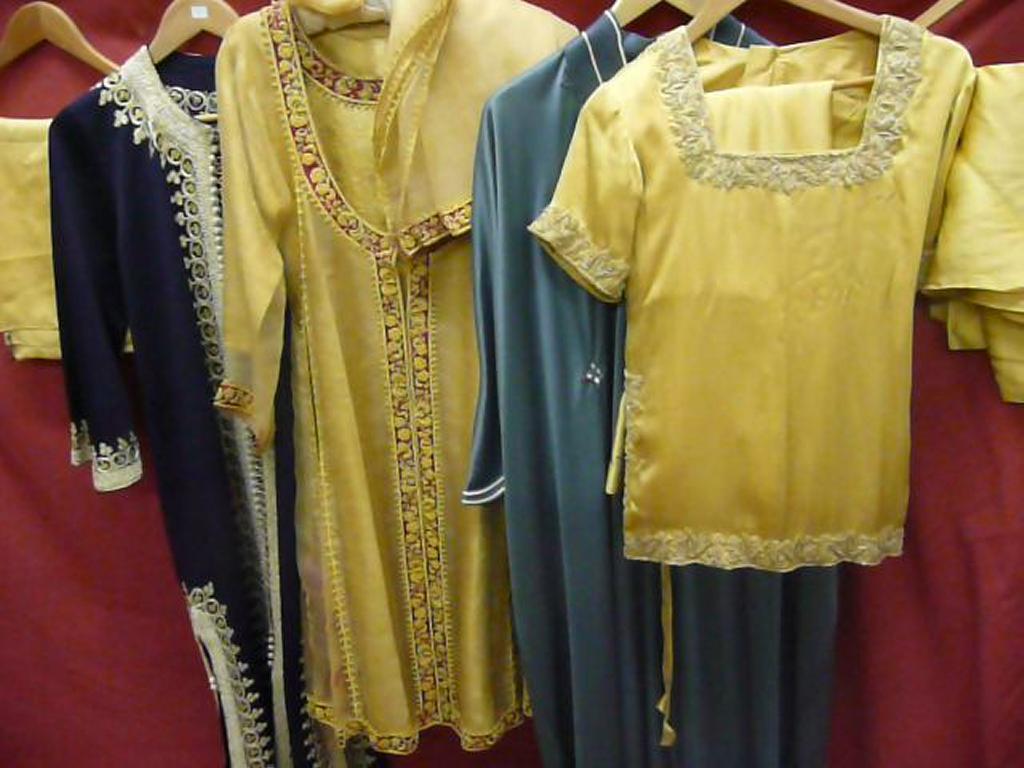 Appraisal: Two oriental costumes and kaftan with beautiful gold thread work