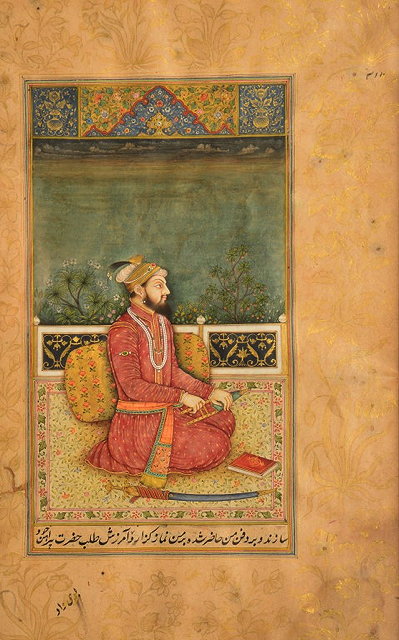 Appraisal: AN INDIAN MUGHAL PAINTING of a seated figure with book