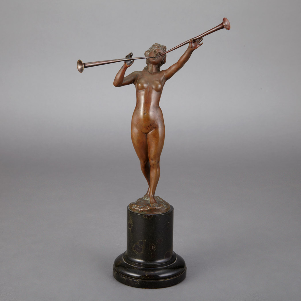 Appraisal: Bronze Figure of a Female Trumpeter First quarter of the