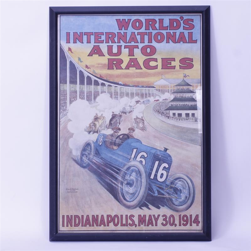 Appraisal: World's International auto races poster reprint Indianapolis May th From