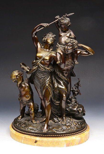 Appraisal: A FRENCH BRONZE GROUP 'The Triumph of Bacchus' signed Clodion