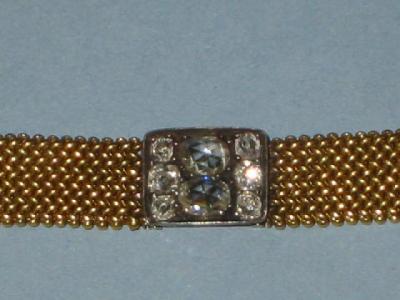 Appraisal: A VICTORIAN DIAMOND BRACELET the oblong panel inset with rose