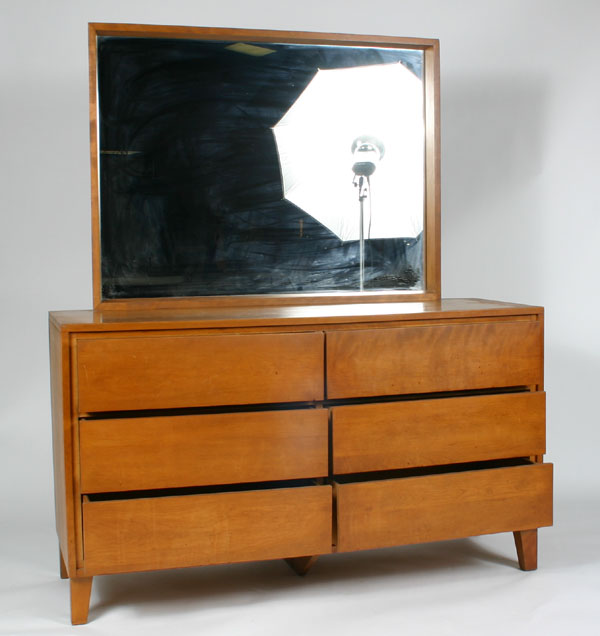 Appraisal: Russell Wright Conant Ball maple dresser with mirror -drawer Base