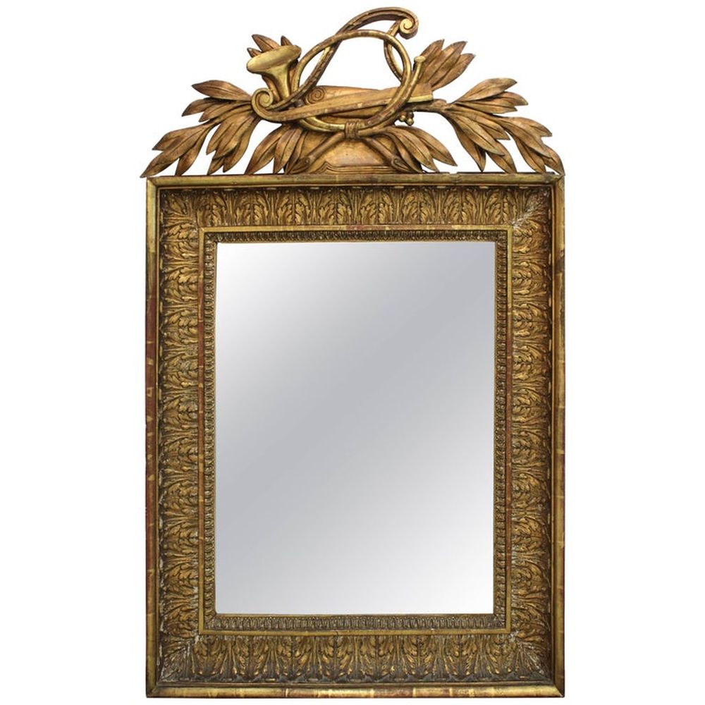 Appraisal: FRENCH NEOCLASSICAL GILTWOOD MIRROR French Neoclassical giltwood wall mirror framed