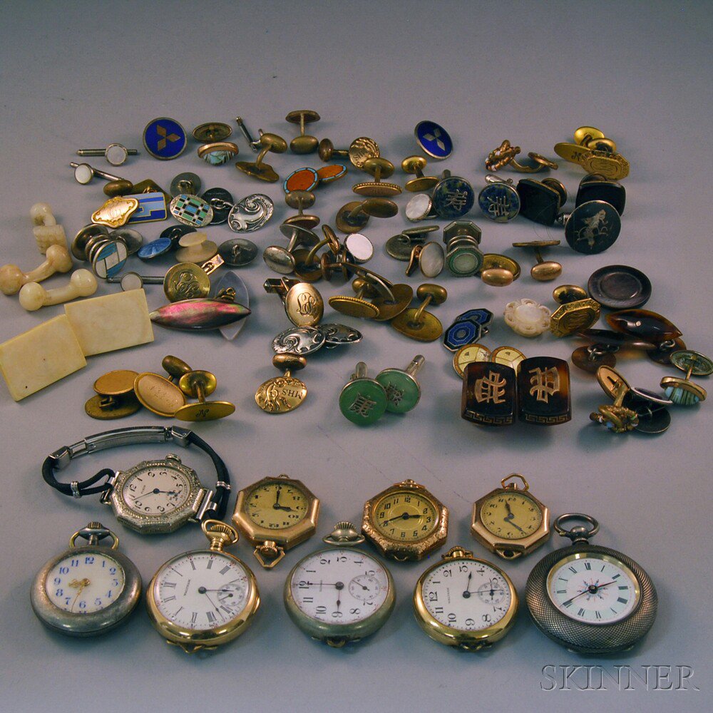 Appraisal: Collection of Gentleman's Jewelry including pocket watches and cuff links