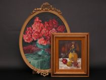 Appraisal: Two Decorative Oil Paintings Two decorative still life paintings is