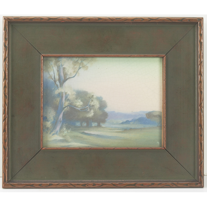 Appraisal: Fine Rookwood plaque Vellum glaze well painted landscape titled ''Edge