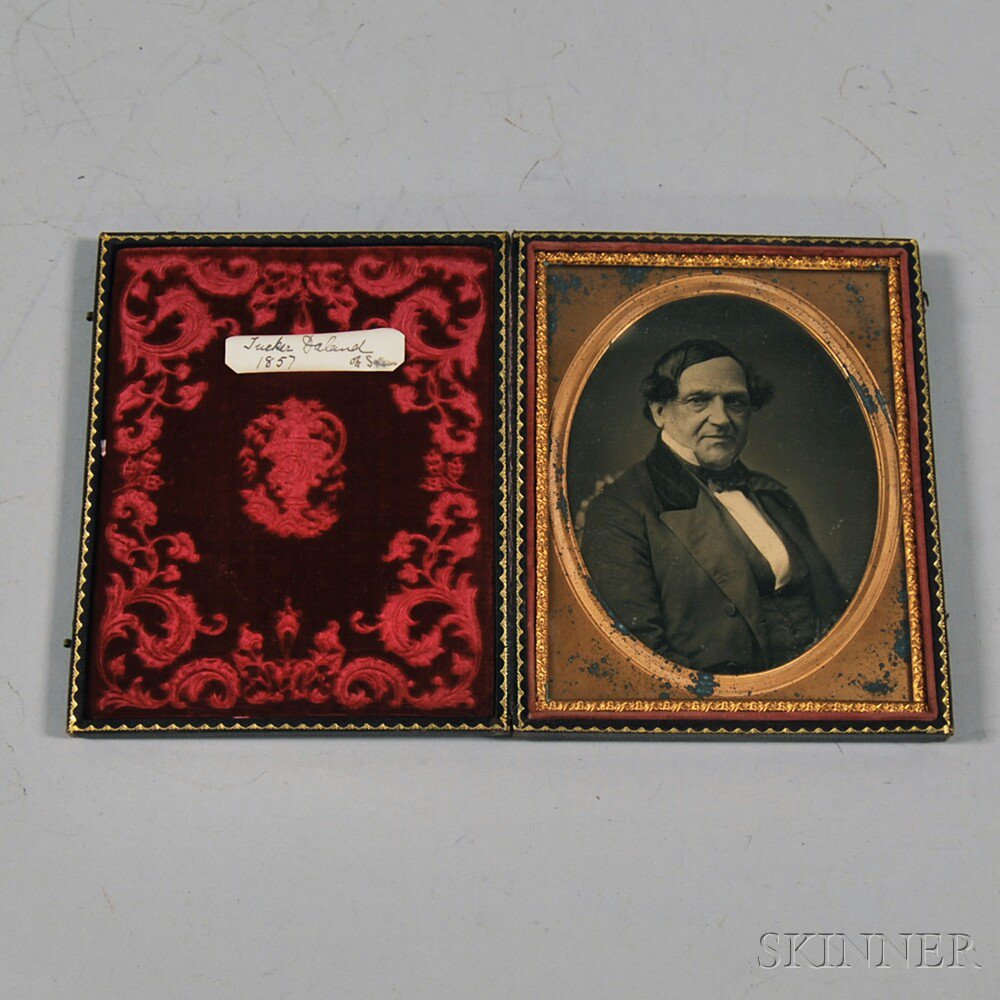 Appraisal: Half-plate Daguerreotype Portrait of Salem Massachusetts Merchant Tucker Daland the