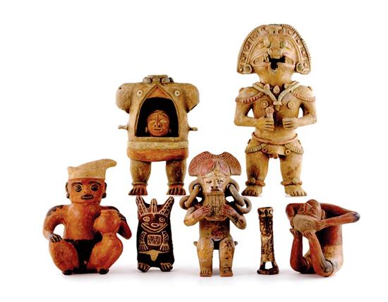 Appraisal: Collection Pre-Columbian style effigy figures seven pieces H to pcs