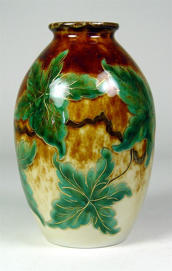 Appraisal: Limoges Porcelain Vase Enameling glaze with brown top branches and