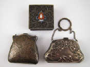 Appraisal: A silver filigree box a silver purse Birmingham and a