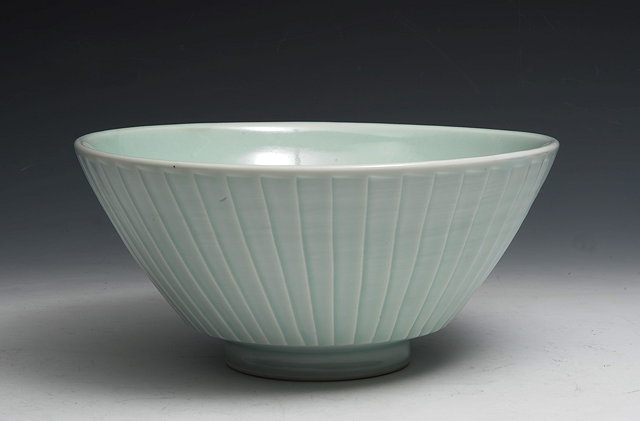 Appraisal: Richard Brooks Australian b Bowlcut sided and in celadon glaze