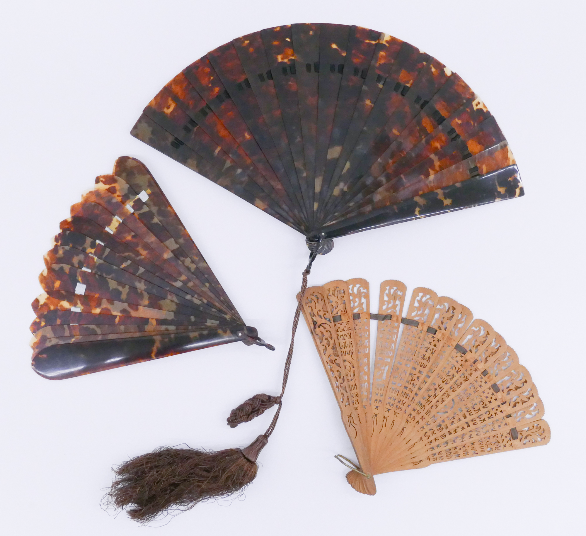 Appraisal: Box Antique Tortoise Shell Hand Fans Etc