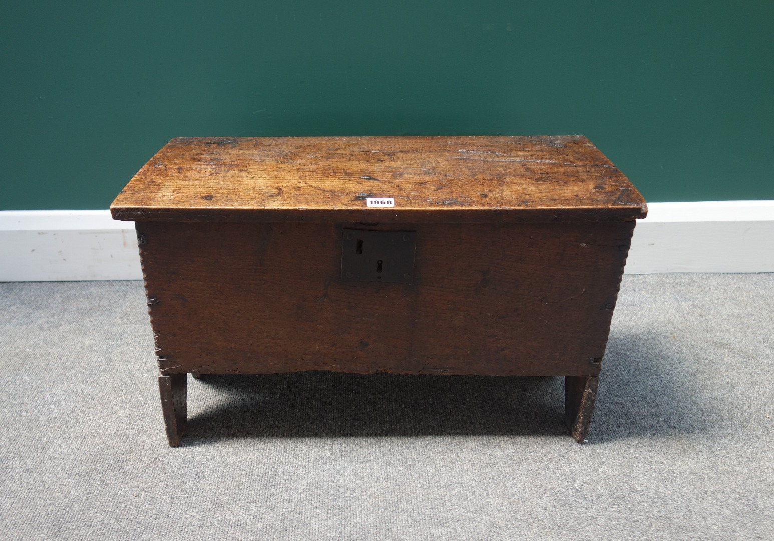 Appraisal: A small th century oak plank coffer with chip work