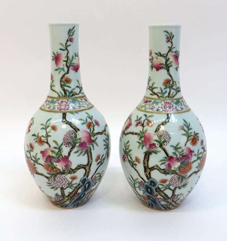 Appraisal: Pair Of Xianfeng Period Garniture Vases Pair Of Xianfeng Period