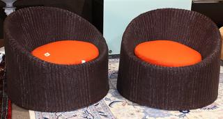 Appraisal: Pair of Eero Aarnio Mushroom chairs having a round woven