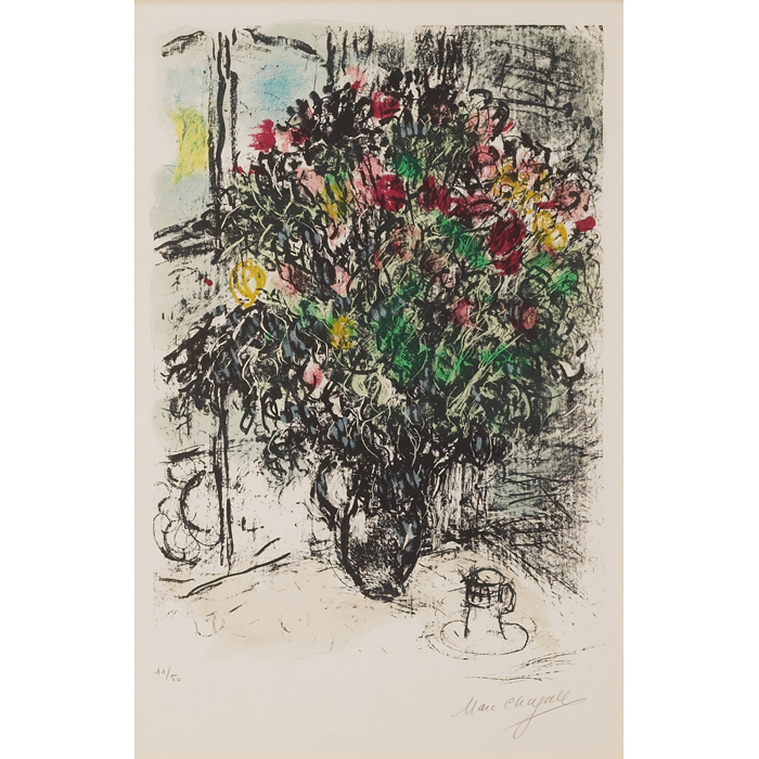 Appraisal: Marc Chagall French Russian - ''The Red Bouquet '' color