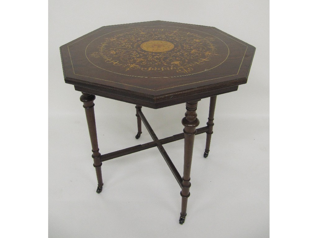 Appraisal: A good Edwardian mahogany window table the octagonal shaped top