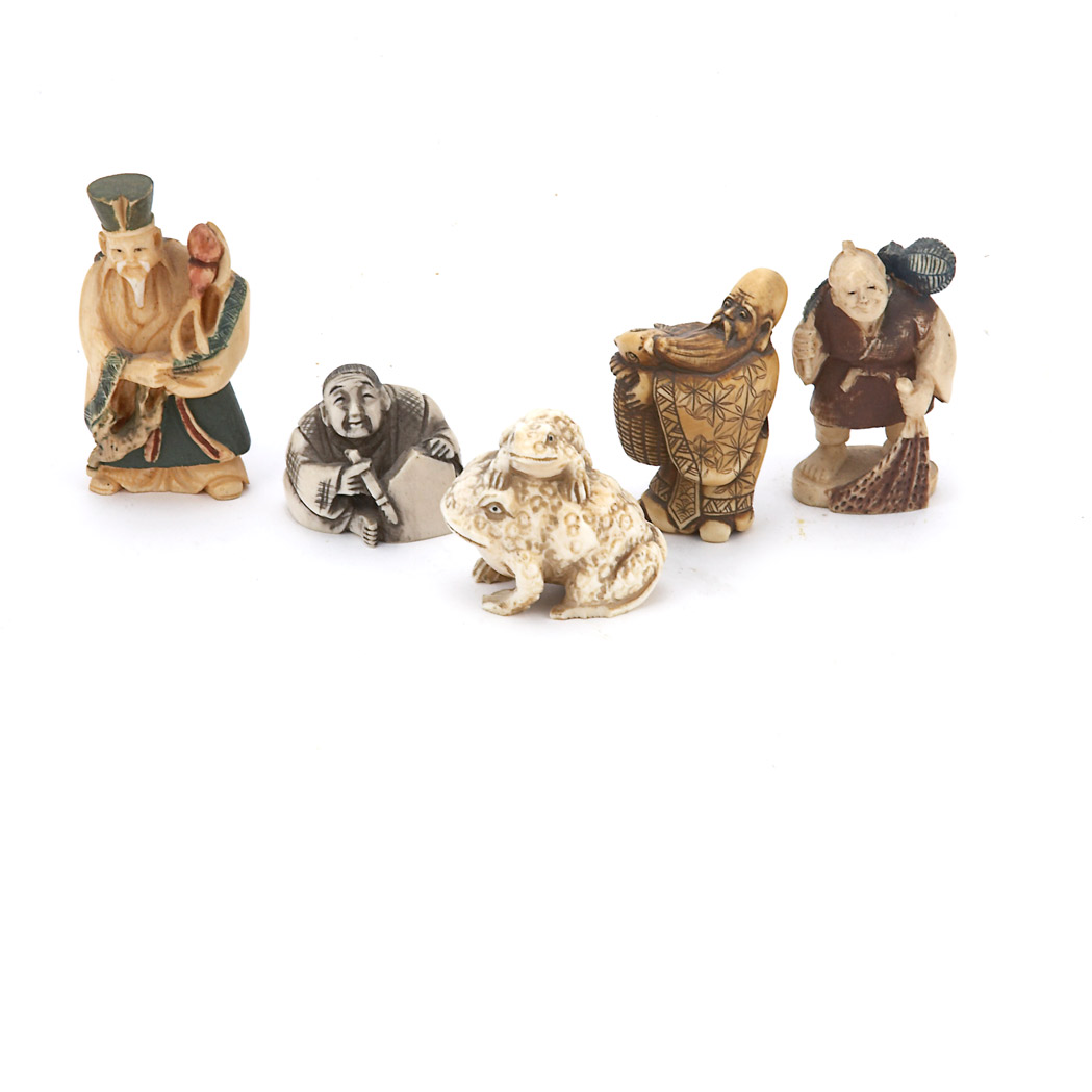 Appraisal: Group of Asian Ivory Netsuke and Figures Approximately twenty-five pieces