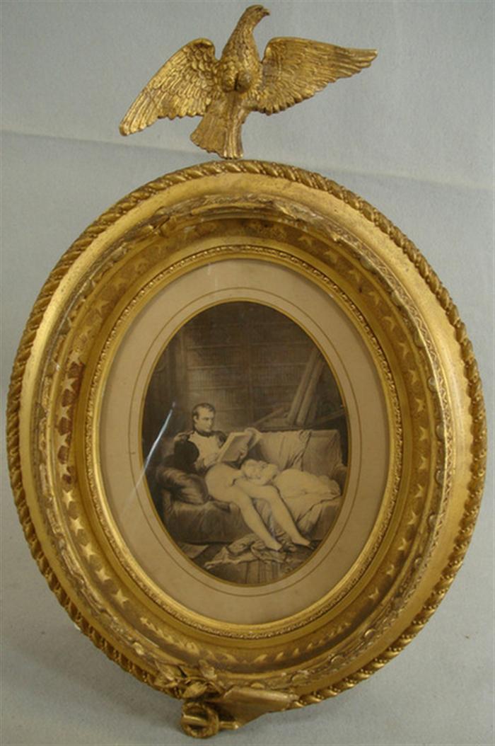 Appraisal: Oval gilt Constitution frame with an engraving of Napoleon reclining