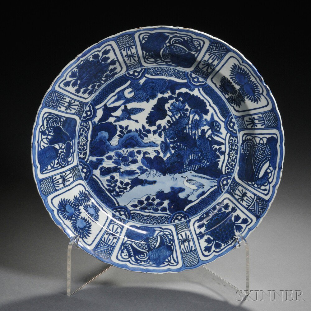 Appraisal: Large Blue and White Kraak Charger China for export Ming