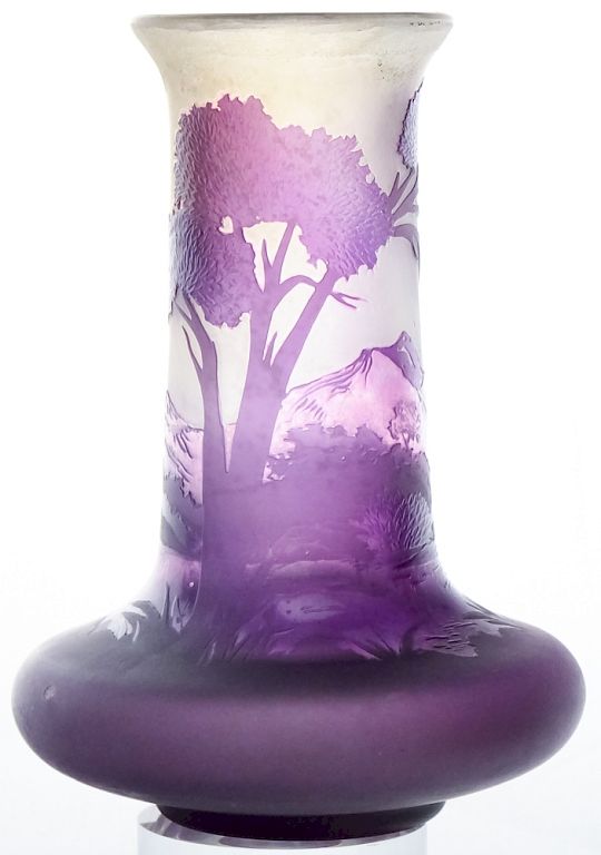 Appraisal: Signed Antique Amethyst Purple Cameo Glass Vase Signed antique cameo