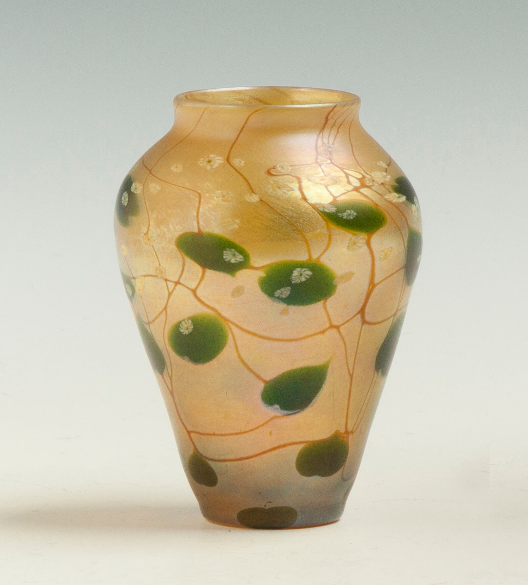 Appraisal: Tiffany Leaf Vine Vase with Milefiori Paper label