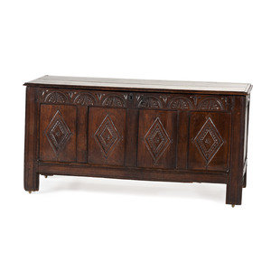 Appraisal: A William and Mary Style Carved Oak Blanket Chest th