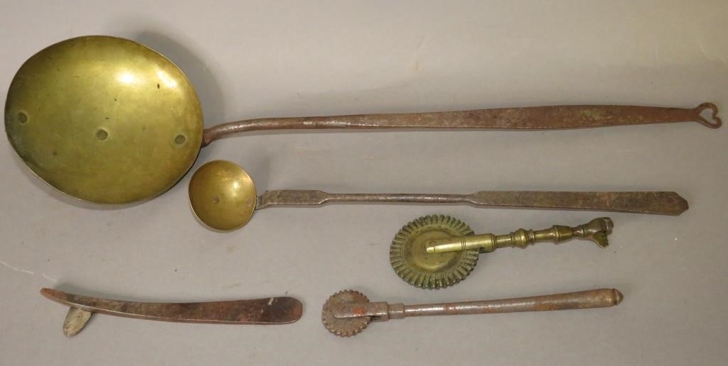 Appraisal: ASSORTED EARLY UTENSILS TOOLSca th-late th century brass and iron